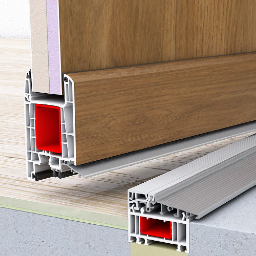 Terskel i aluminium med en termisk barriere